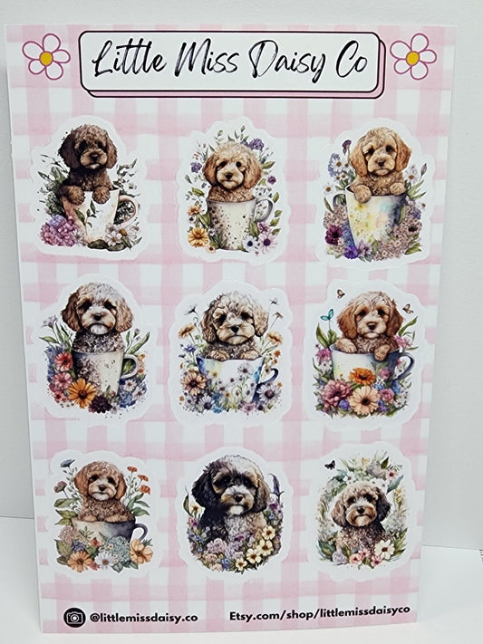 Cockapoo Puppy sticker sheet