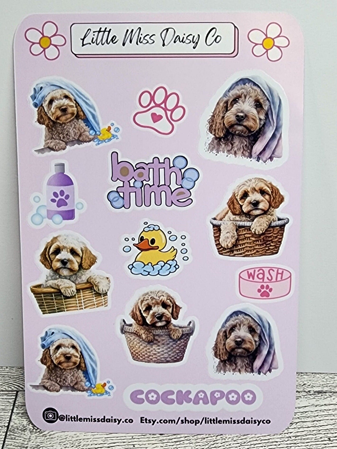 Cockapoo Bath Time Sticker Sheet