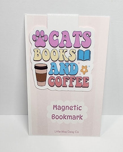 Cats Books and Coffee Magnetic Bookmark